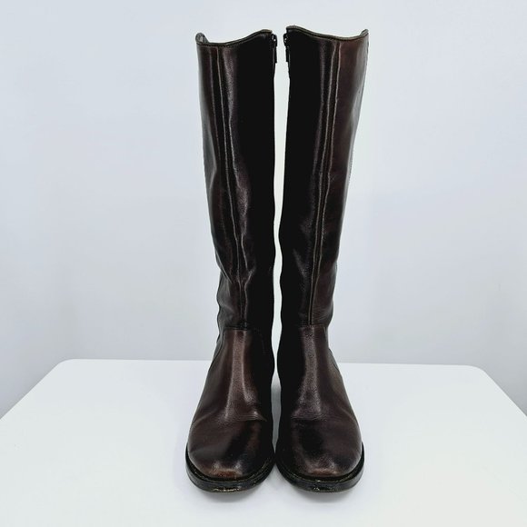 Arturo Chiang Falicity Tall Knee Boots 7.5 M Brown Leather Snakeskin Gold Zipper - Picture 5 of 16